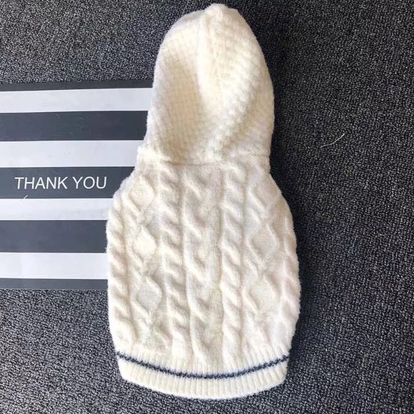 Other - Dog sweater hoodie cable knit white cream stripe cats pets
